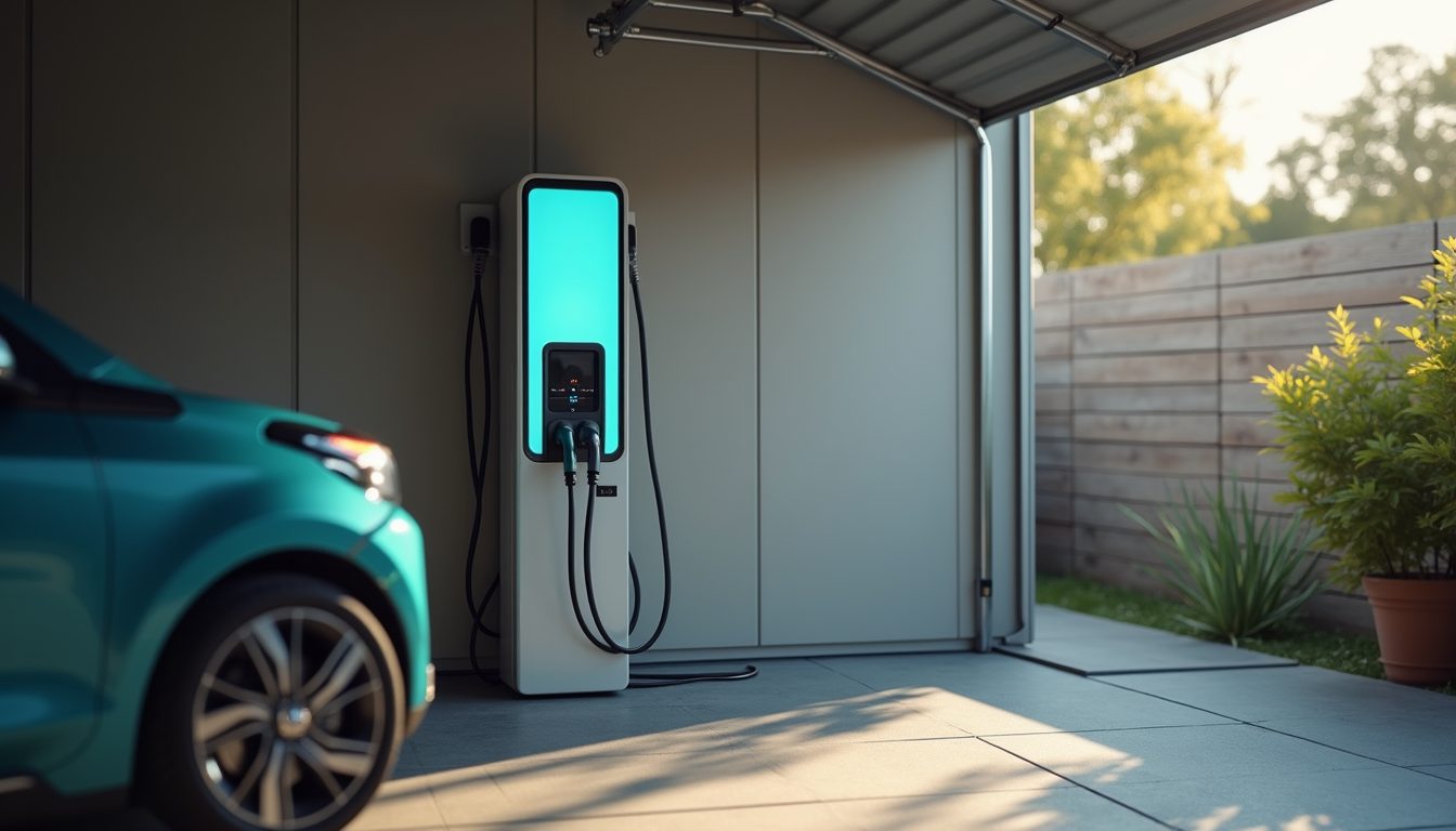 Home EV charging point installed in a garage